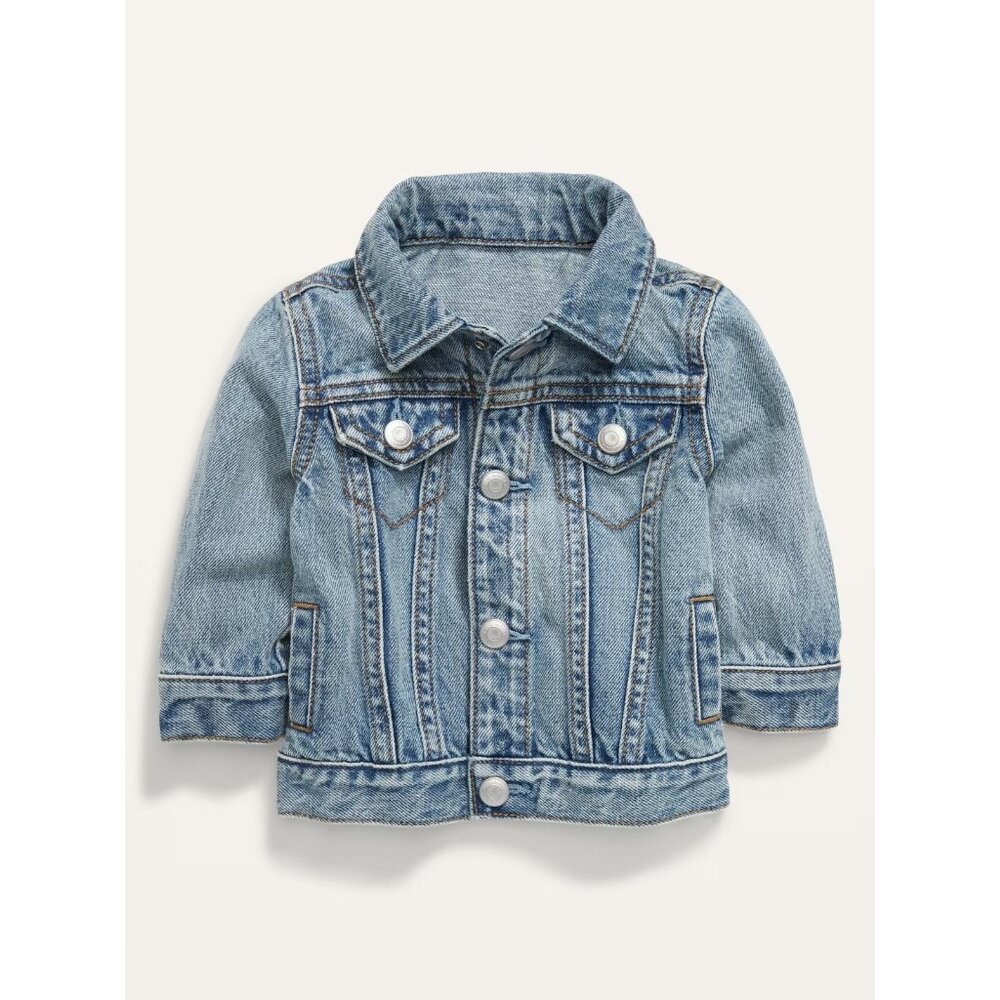 Old Navy Baby Girls 18-24 Months Snap Front Light-Wash Denim Jean Jacket 274